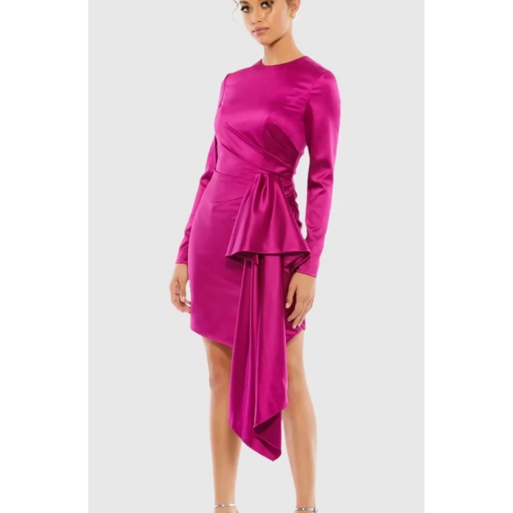 NWT Mac Duggal Assymetrical Draped Long Sleeve Mini / Sizes 2 & 4 / MSRP $348